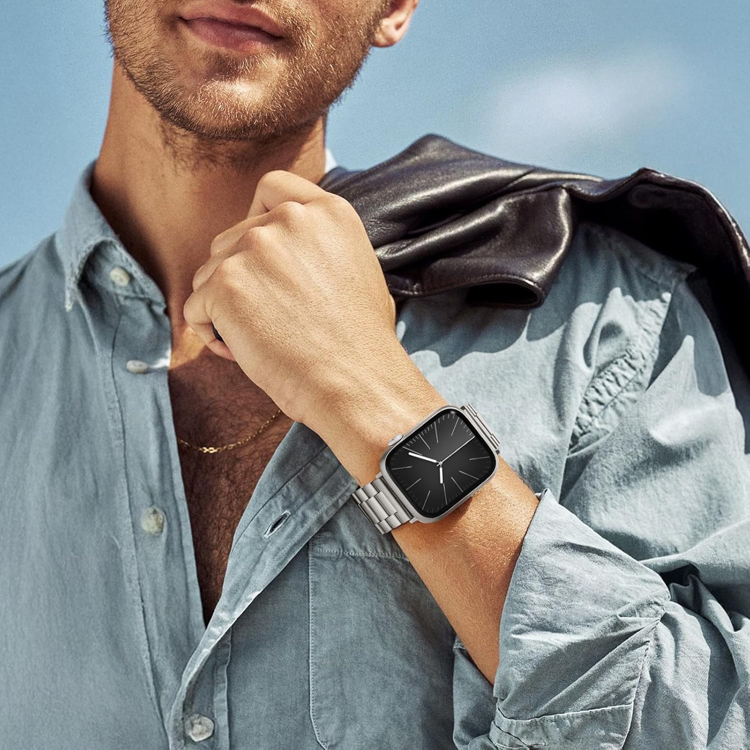 Metal Band Compatible with Apple Watch Bands for Men 49mm 46mm 45mm 44mm 42mm 41mm 40mm 38mm, Stainless Steel iWatch Bands for Apple Watch Ultra 3 2 1/Series 11 10 9 8 7 6 5 4 SE