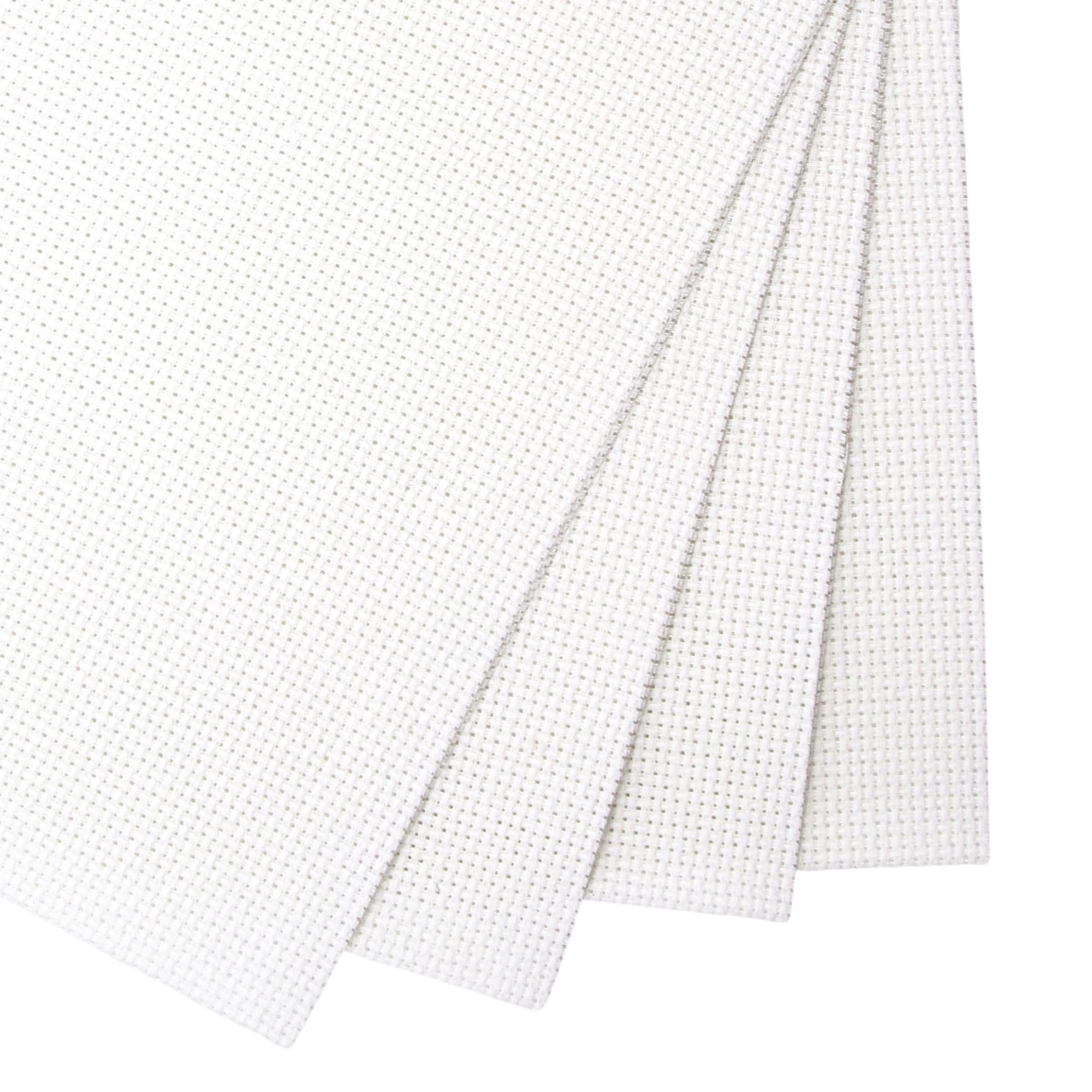 KCS 4/6 pc of 12" x 18" 30cmx45cm 16CT Counted Cotton Aida Cloth Cross Stitch Fabric (White, 4 pc)