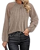 Womens Tops 2025 Trendy Spring Lace Long Sleeve Dressy Casual Blouses Pleated Business Work Shirts Clothing