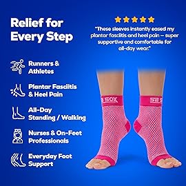 SB SOX Plantar Fasciitis Relief Socks - Ankle Brace Compression Sleeve - Arch Support for Foot Pain, Swelling, Heel Spurs - Foot Brace for Achilles Tendonitis Relief, Injury Recovery (Pink, Medium)
