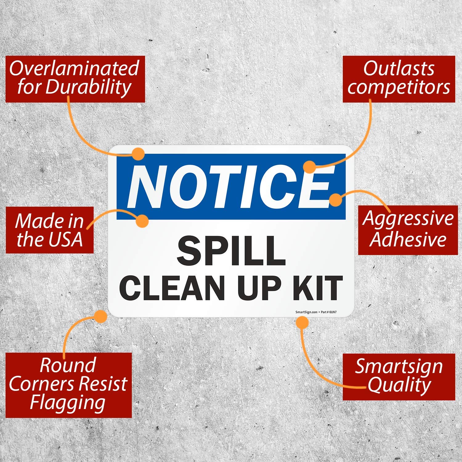 Laminated Vinyl Labels SmartSign Spill Clean Up Kit Label - 7x10 ...