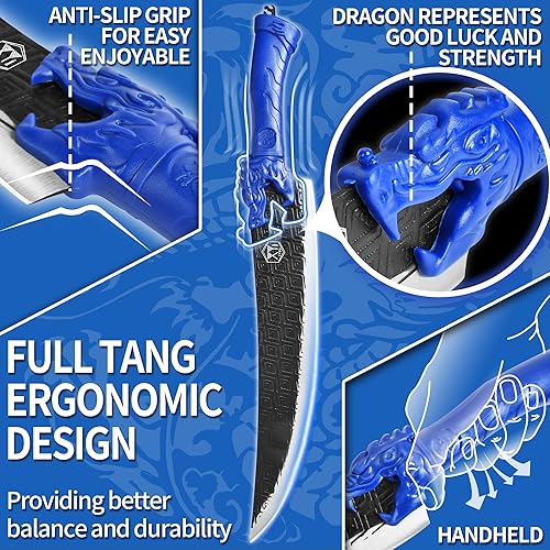 Miniatura 3 de XYJ Juego de cuchillos de chef portátil profesional, desde 1986, cuchillo de deshuesado curvo, cuchillos de filete de pescado de cocina con funda,