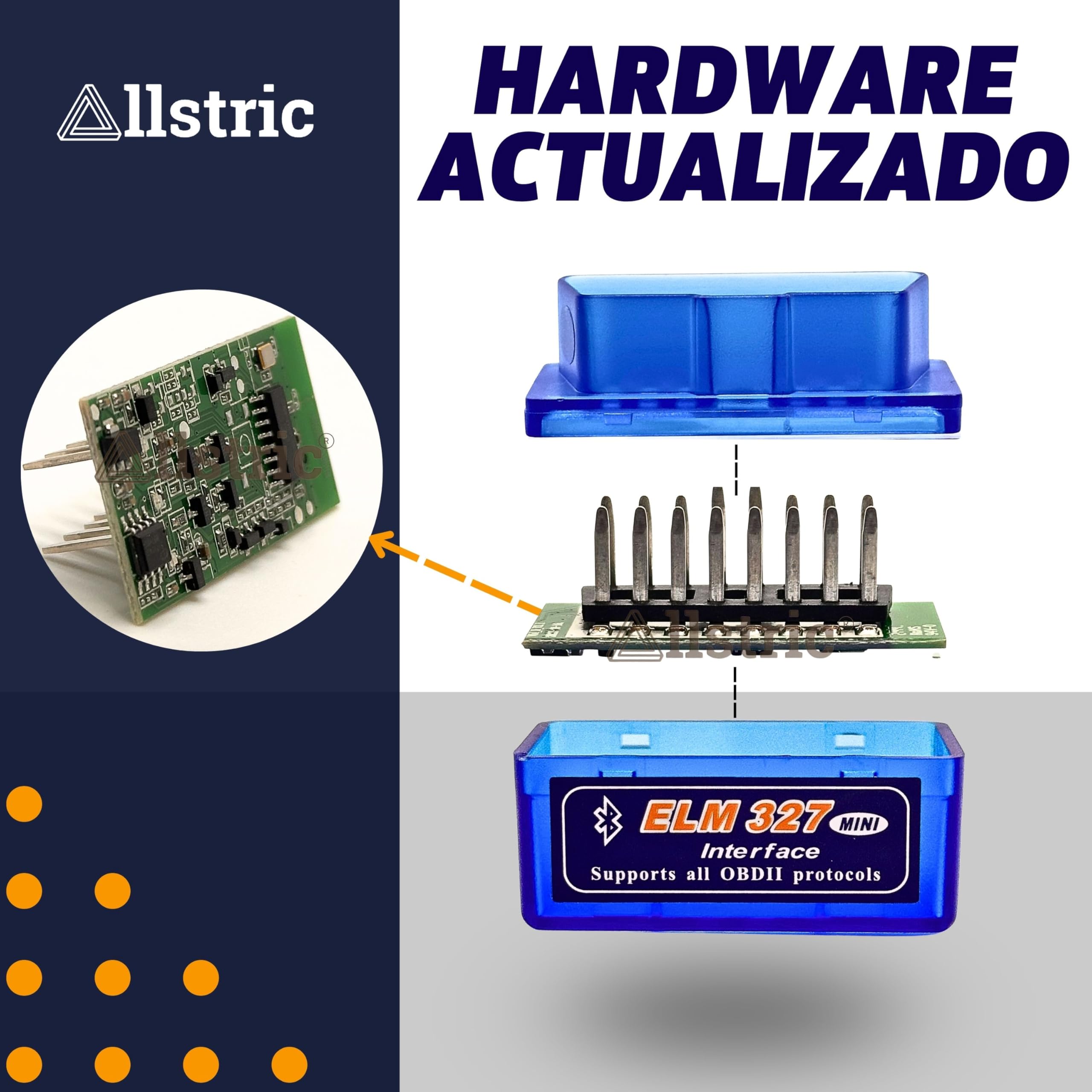 Allstric® Obd2 Diagnosis Coche Multimarca. ELM 327 Lector y Herramienta de Análisis y Diagnostico. Obd2 Bluetooth OBD Original para Escaner. Maquina Diagnosis Coche de Fallos y Errores. — view 4
