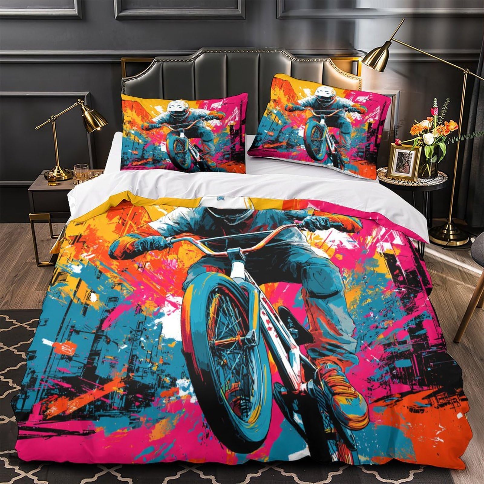 Housse de couette microfibre effet 3D : parure de lit au tissage résistant