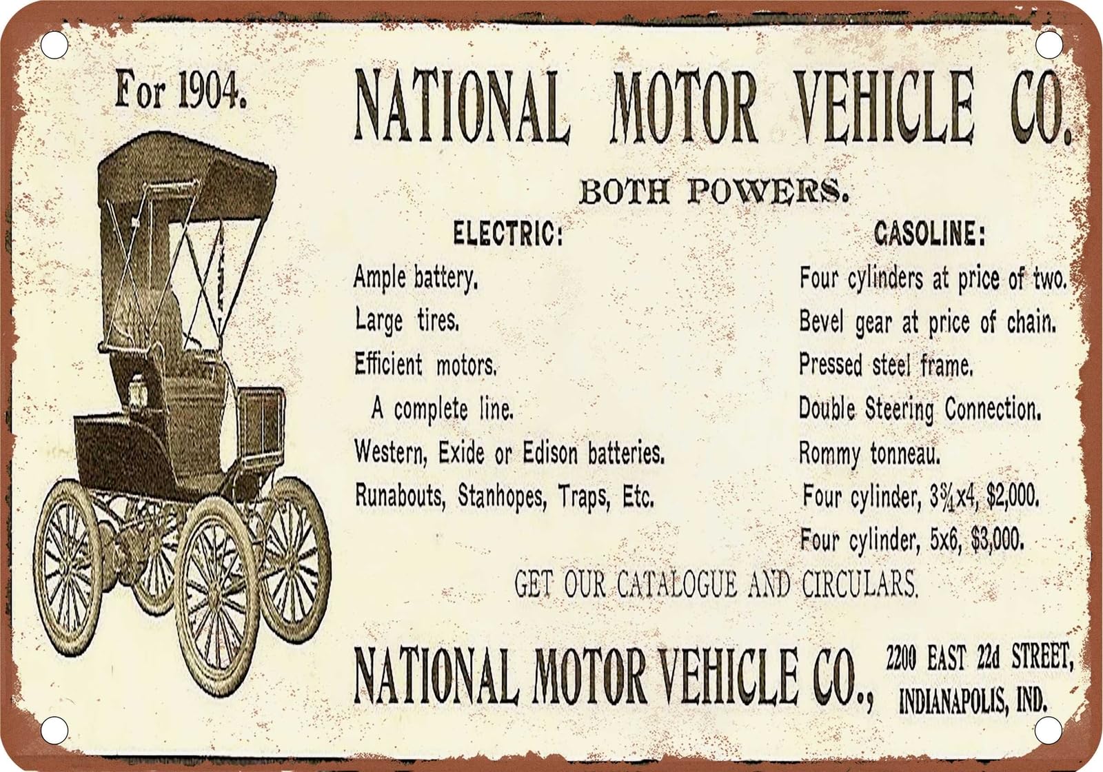 METAL SIGN - 1904 National Vintage Ad 03 - Old Retro Rusty Look home decor