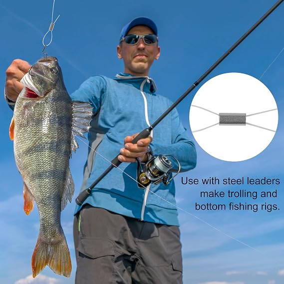 SILANON Fishing Crimp Sleeves,100pcs Aluminum Single Barrel Crimp Sleeves Oval Crimping Loop Sleeves Fishing Line Crimps Tube Connectors Wire Rope Crimp Sleeves Leader Rigging Tackle