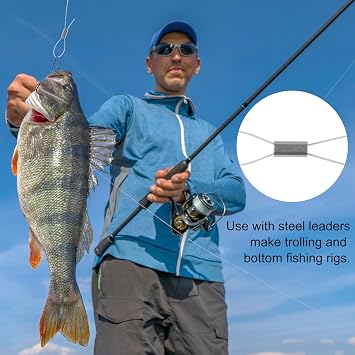 SILANON Fishing Crimp Sleeves,100pcs Aluminum Single Barrel Crimp Sleeves Oval Crimping Loop Sleeves Fishing Line Crimps Tube Connectors Wire Rope Crimp Sleeves Leader Rigging Tackle
