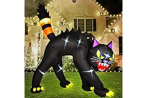 10.24 FT Inflatable Halloween Black Cat with Built-in LEDs