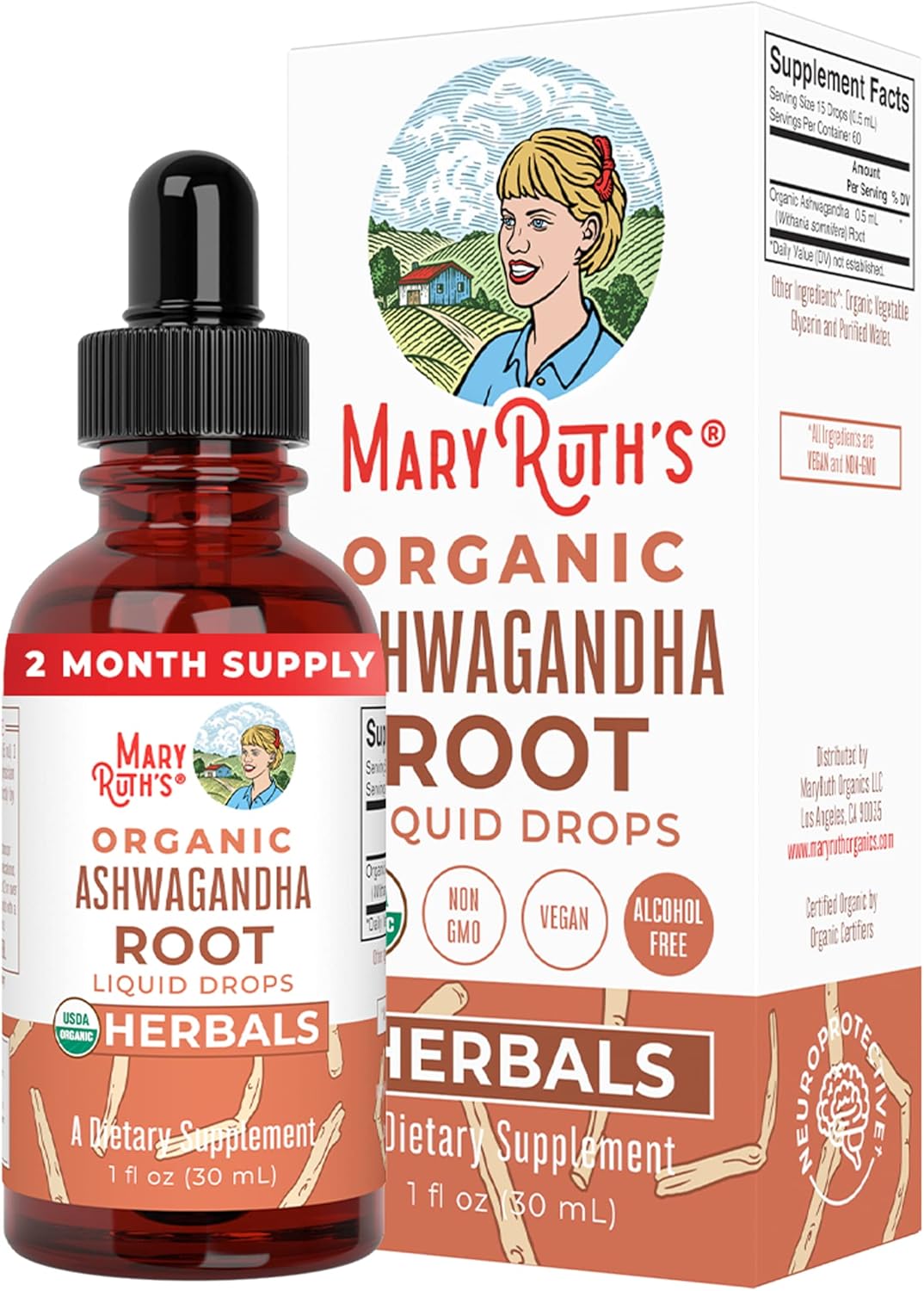USDA Organic Calming Kava Drops & Ashwagandha Liquid Drops Bundle by MaryRuth's : Health & Household