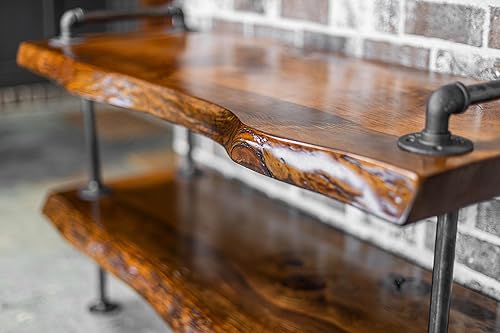Handcrafted SRLWerks - Soporte industrial de tubería y madera para TV - Mesa consola de TV - Soporte de TV industrial para sala de estar - Mesa de