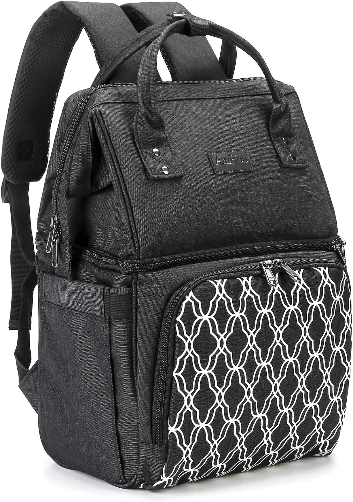 AmHooAmHoo Insulated Lunch Box Cooler Backpack Waterproof Leak-Proof Lunch Bag Tote for Men Women,Hiking/Beach/Picnic/Trip with Strongest YKK Zipper,Black