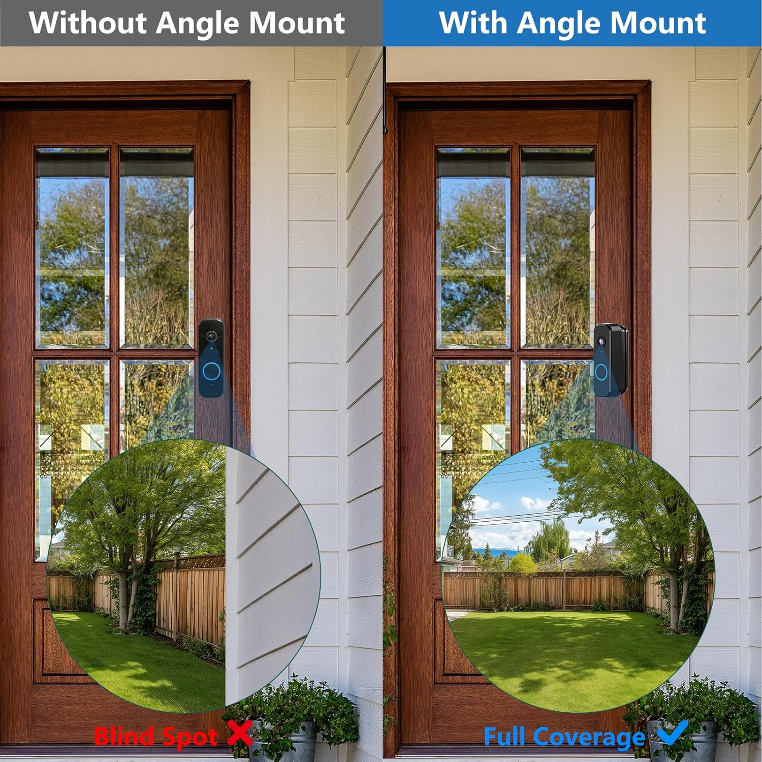 Universal Adjustable Corner Mount, 35 to 55 Degrees Angle Mount for MyQ/Eufy E340/Wyze/Tapo/Aosu Doorbell Camera, Widen Viewing Range Doorbell Kit, Left/Right Installation, Black