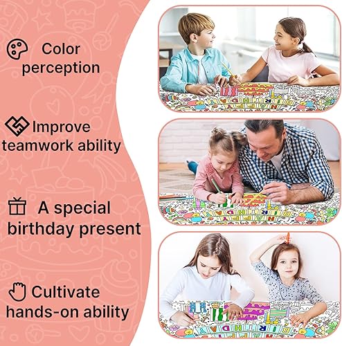 Miniatura 3 de Póster gigante para colorear, mantel grande para colorear de pared para niños, cubierta de mesa de papel de dibujo para niños y niñas, perfecto para