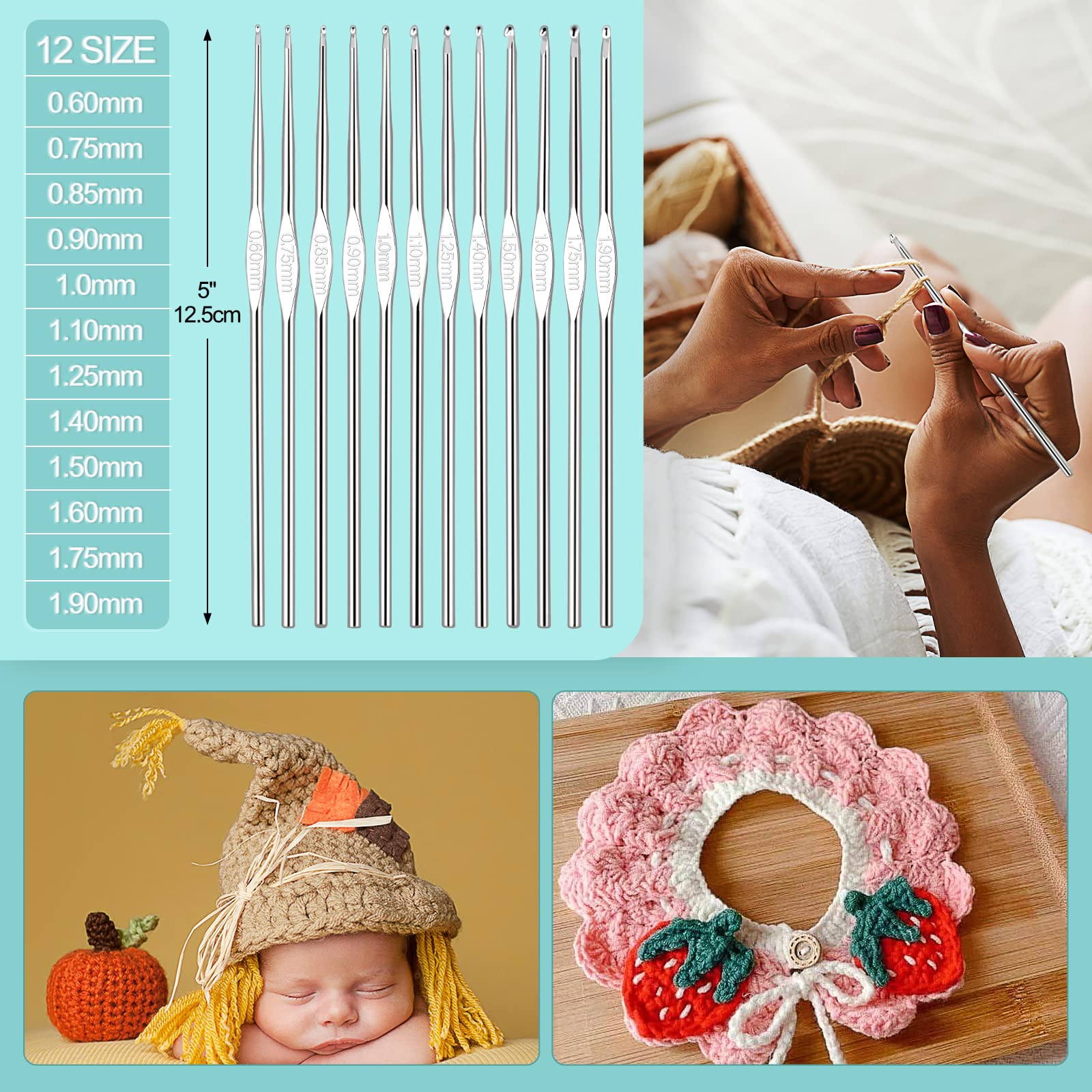 Aeelike Set Uncinetti Per Principianti - 44 Pezzi Con Custodia Floreale, Aghi Ergonomici 2,25-8 Mm, Accessori Completi Per Maglia E Uncinetto - Kit Regalo Per Adulti E Appassionati
