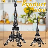 Vista 2 de 2 estatuas de la Torre Eiffel de metal de 10 pulgadas, 15 pulgadas, modelo de torre Eiffel, decoración temática de París con 2 cuerdas de luz