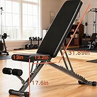 Vista 7 de BARWING Adjustable Foldable Portable Weight Bench for Home Gym,700-800LBS Flat Incline Decline Workout Bench for Full Body Workout Easy Assembly for