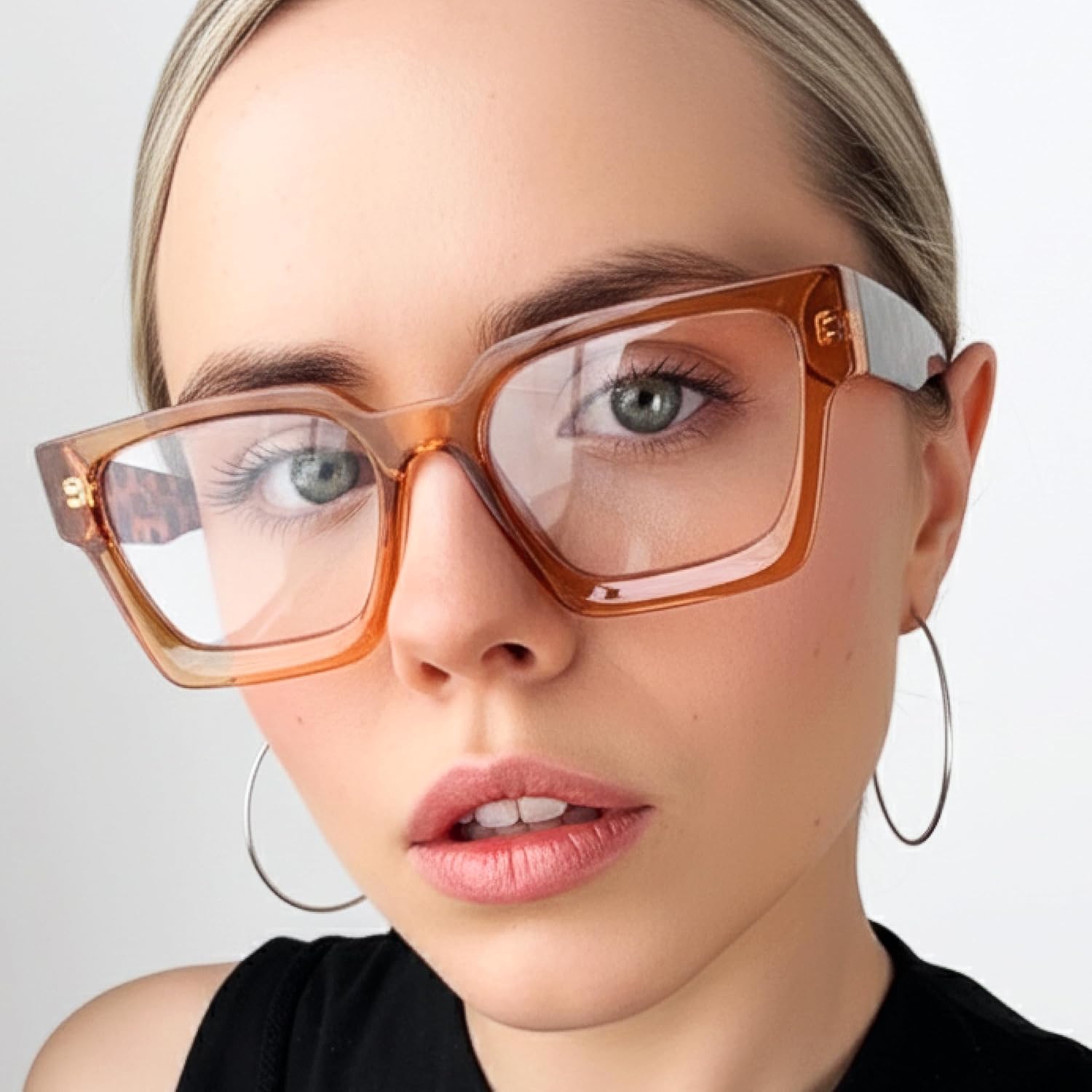 livho Oversized Eyewear Frame for Woman and Men - Rectangle Fashion Glasses for Computer, Chic Preppy Frame - Image 2