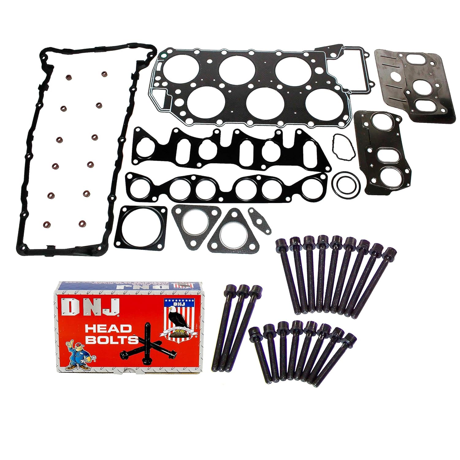 DNJ HGB8015 Cylinder Head Gasket Set with Head Bolt Kit for 1999-2000 Volkswagen Eurovan 2.8L 2771cc V6 SOHC