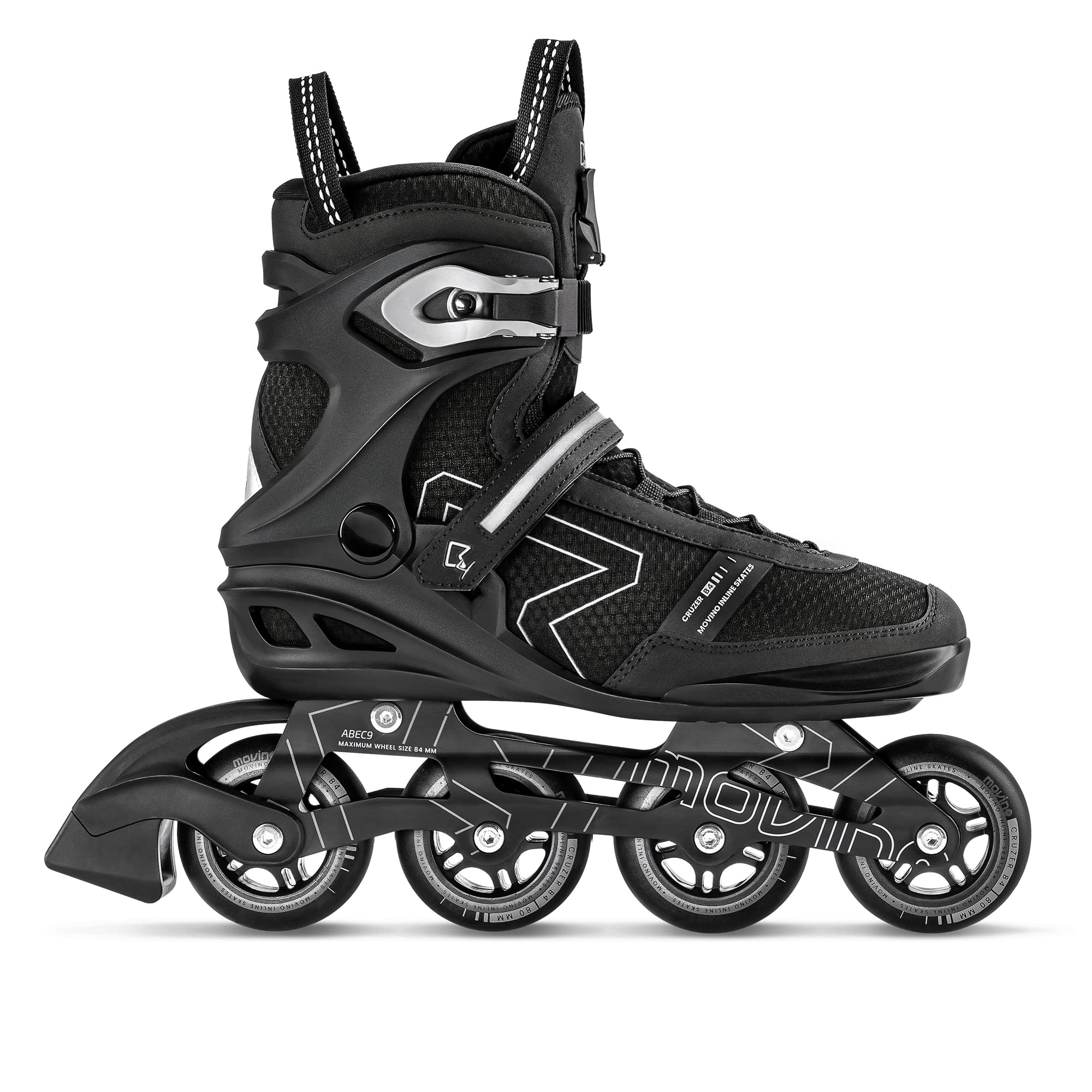Movino Inline Skates | Cruzer B4 | Fitness Rollschuhe | Damen Herren Inliner | Inliner für Erwachsene | Inlineskates mit Schnellschnürsystems und Reflexionselemente | Rollers mit Aluminium Kufe