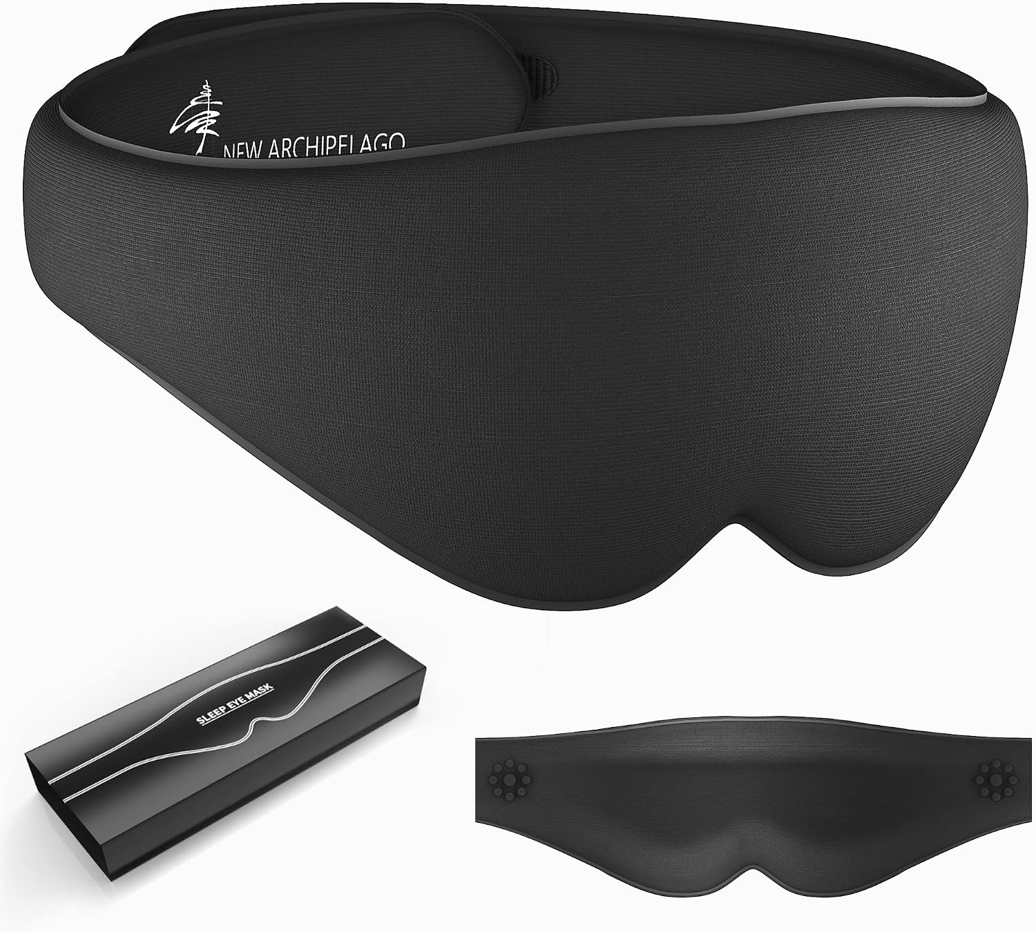 New Archipelago Eye Sleeping Mask - Light Blocking Eye Mask for Sleeping, Yoga, Traveling - Relaxing Night Masks for Women & Men with Adjustable Strap - 3D Deep Contoured Sleep Mask for Side Sleeper