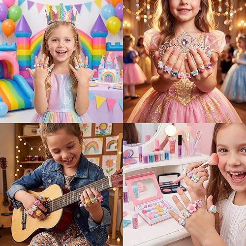Miniatura 7 de 24 anillos de joyería para niña, ajustables, sin duplicación, anillos de juego para niños en caja, anillos de juego de simulación y disfraces para