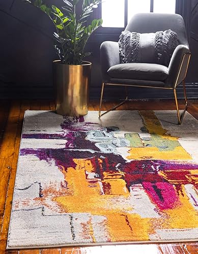 Miniatura 1 de Tapete abstracto Unique Loom, colección Estrella, moderno, multiárea, Polipropileno, beige, amarillo (BeigeYellow)