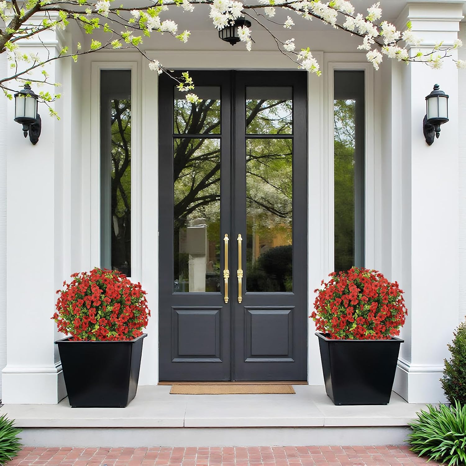 24" Artificial Potted Plants Outdoor, Faux Flowers UV Resistant image 4