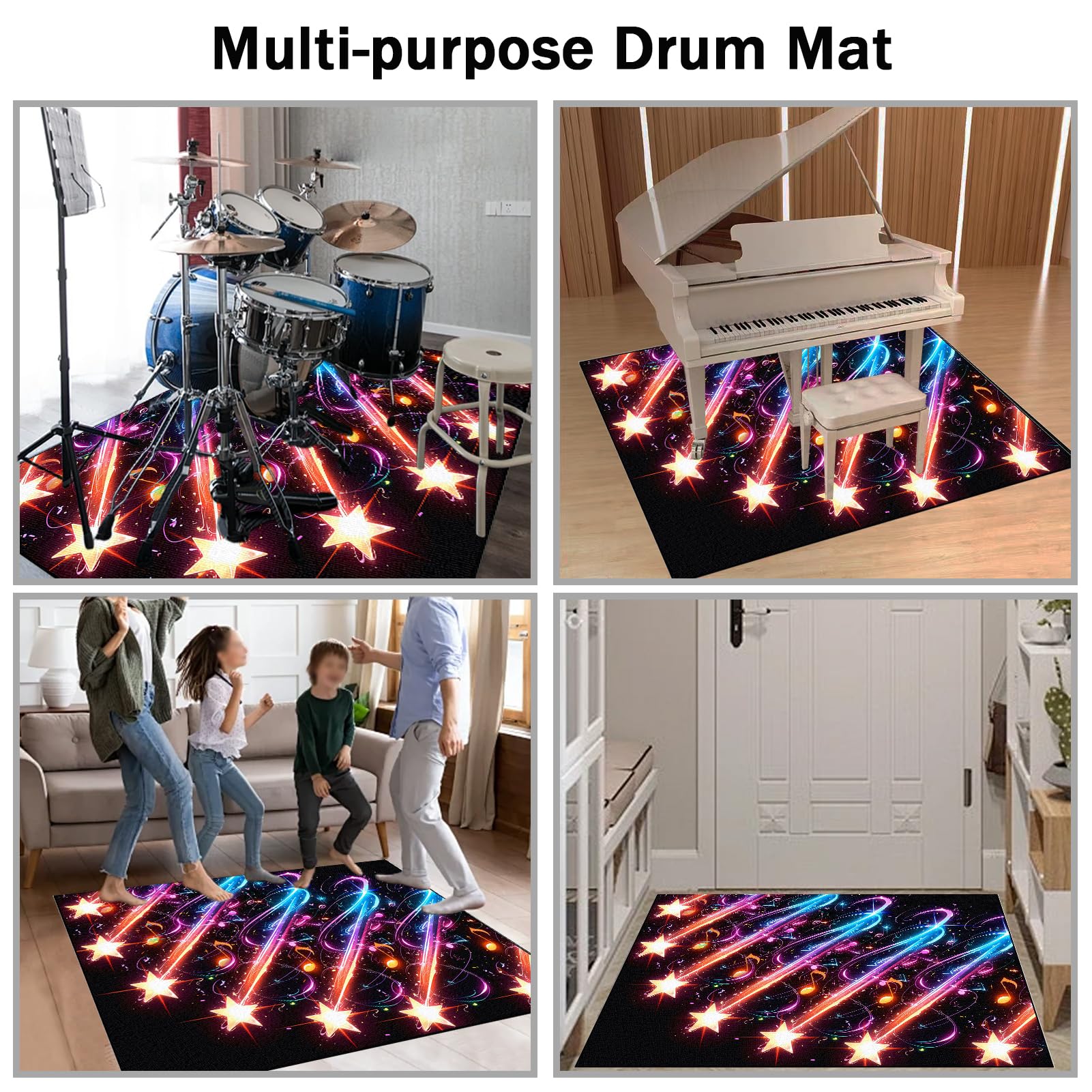 Schlagzeugteppich Professioneller Trommel Teppiche Schallschutzmatte rutschfeste Drum Matte für Akustik Schlagzeug Bass Drum Elektronisch Snare, Schalldichte Drumteppich für Schlagzeuger 180 x 150 cm
