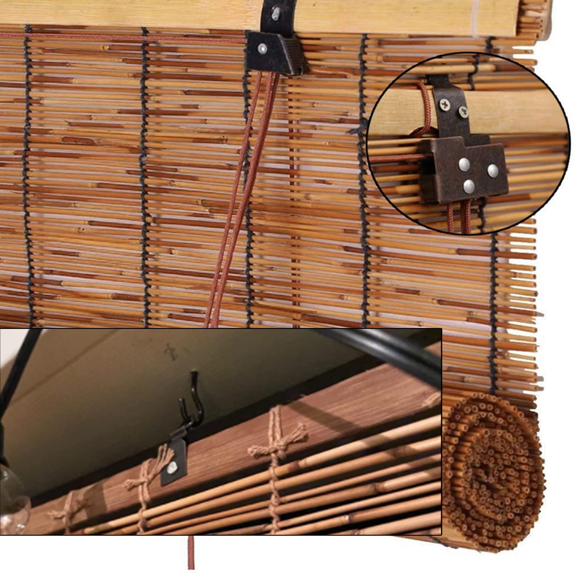 Store Bambou Exterieur,Rideaux Store,Pare Soleil pour Fenetre,Store Fenetre Terrasse,Stores Enrouleurs Occultants Interieur,Rideau en Roseau Store,Protection de la Vie privée,avec Accessoires
