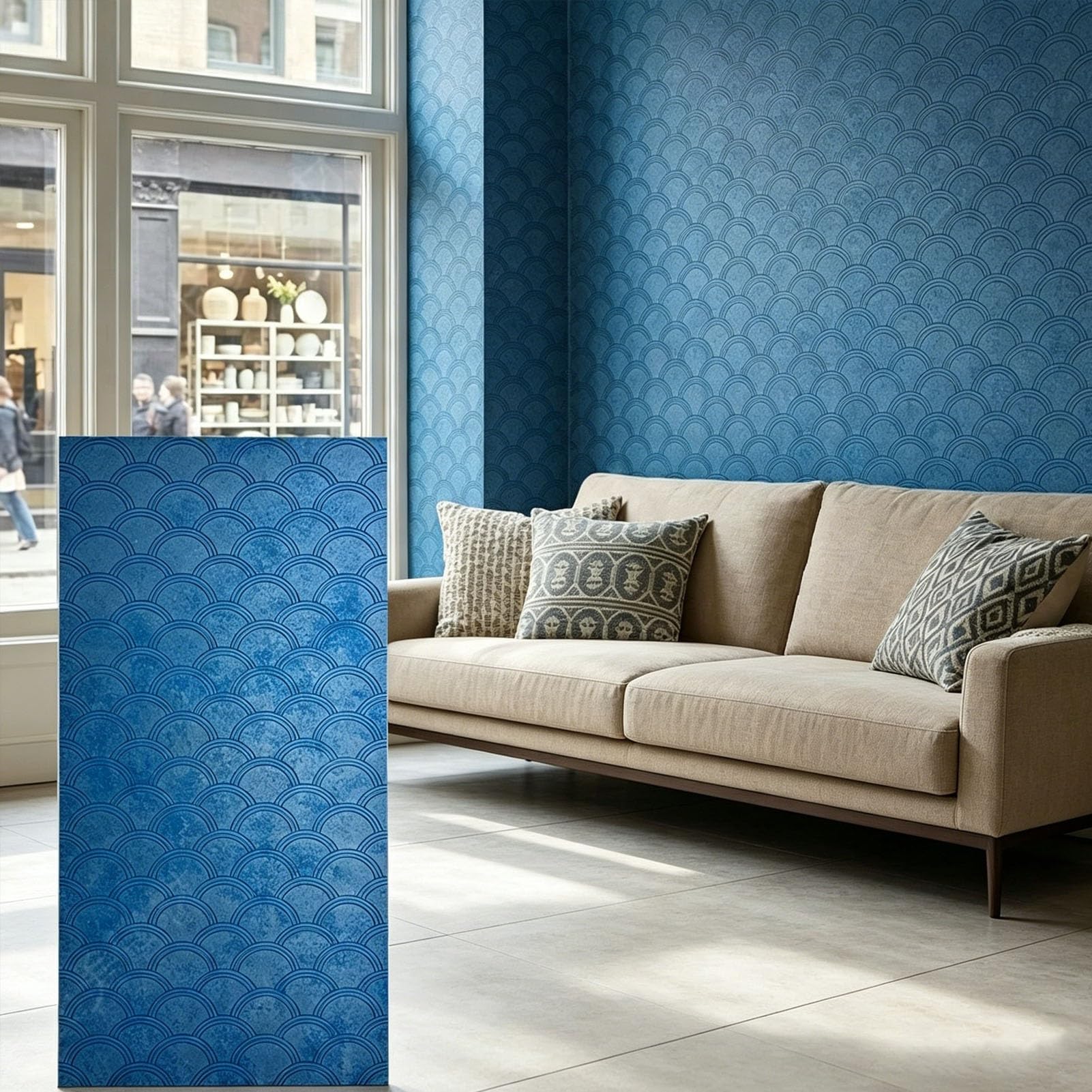 Paneles Decorativos para Pared Paneles de Pared con Patrón de Escamas con Textura Dorada Aplicada a Mano, Revestimiento de Pared de PU Impermeable para Exterior, Revestimiento de Pared(I,1PC)