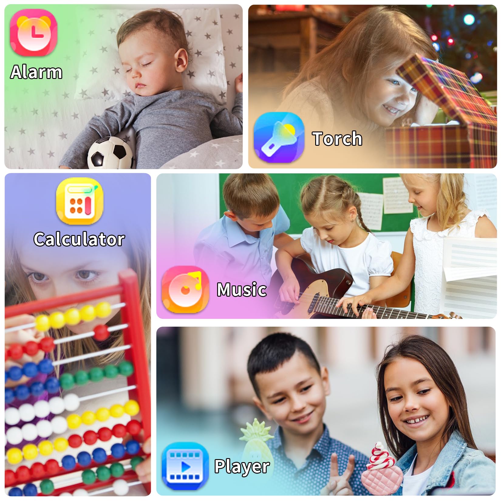 Smart Watch per bambini, orologio intelligente per bambini, con 24 giochi di puzzle, fotocamera, registratore, musica, allarme, calcolatrice, calendario, torcia, contapassi, regalo di compleanno, per