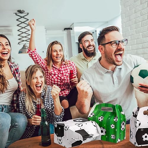 Miniatura 7 de Outus Paquete de 16 cajas de golosinas de fútbol, bolsas de dulces de fútbol, bolsas de regalo de fiesta de cumpleaños, cajas de papel para galletas