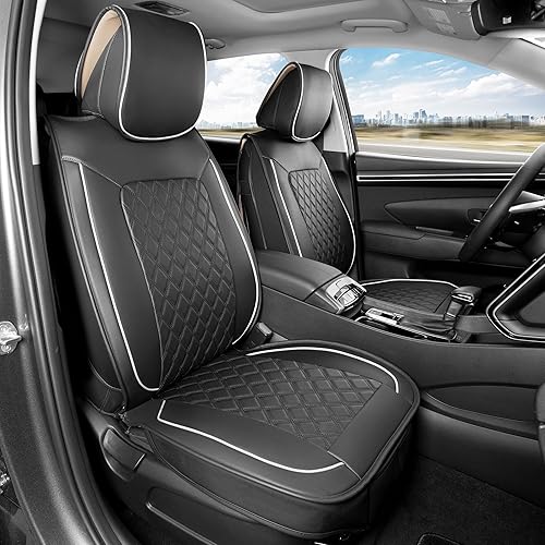Miniatura 41 de Prestige - Juego completo de fundas de asiento de piel sintética, ajuste semiuniversal para automóviles, camiones y SUV, fundas de asiento delantero