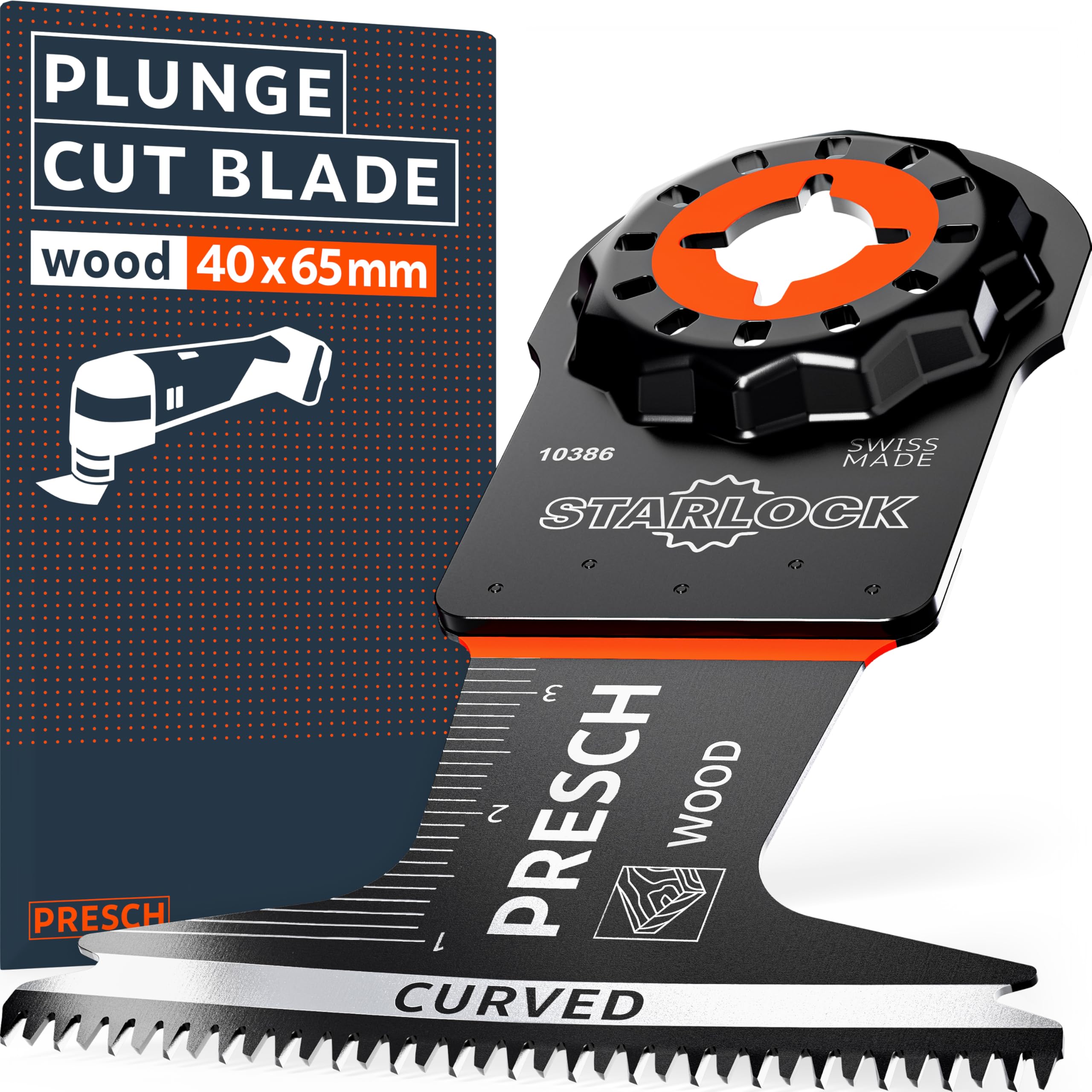 Presch Multitool Blade for Wood 40x65mm, Starlock Multitool blade for tool-free replacement, Clean
