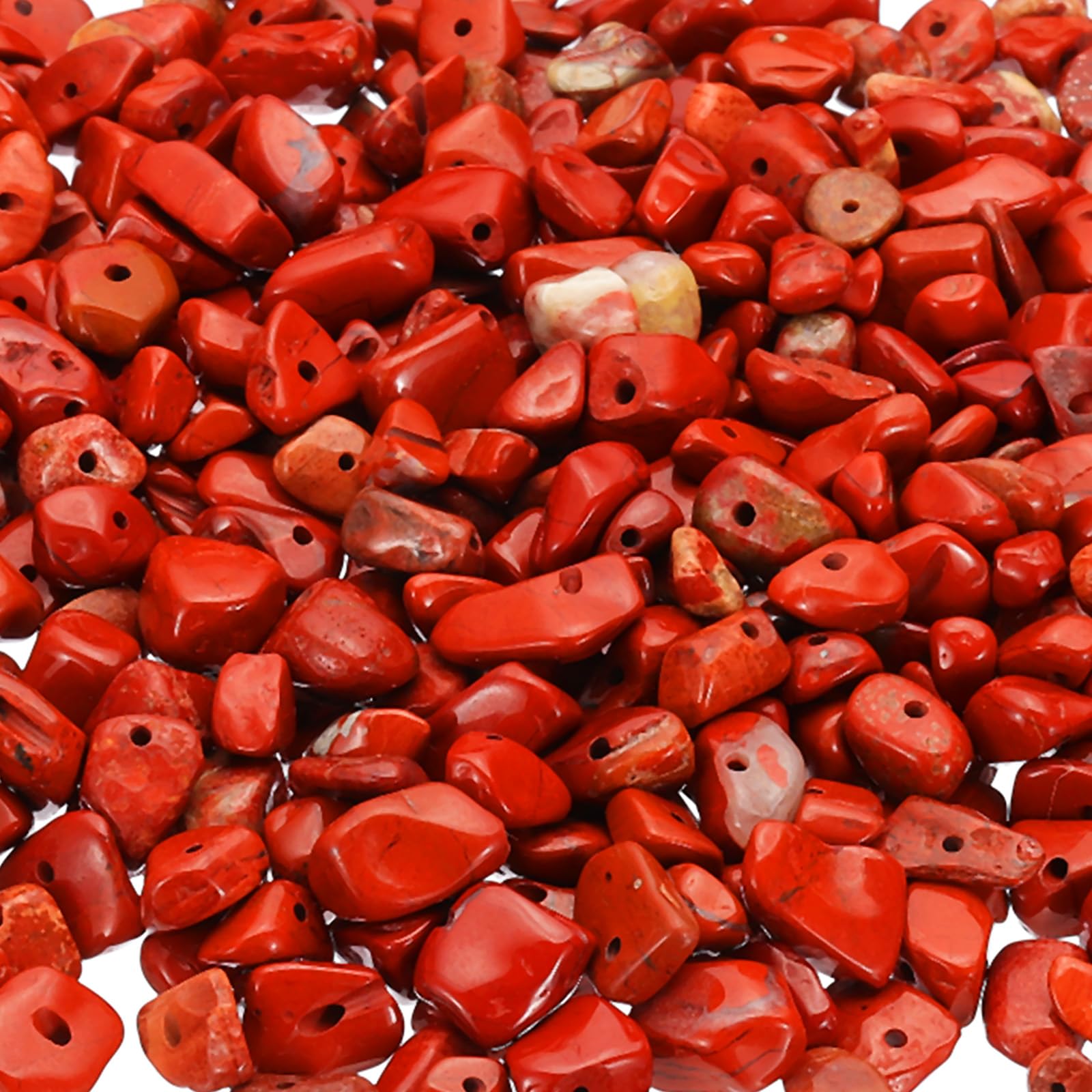 PATIKIL Chip Stone Natural Rock Beads Loose Gemstone Beads Drilled Strand for Jewelry Craft Making 400pcs, Red