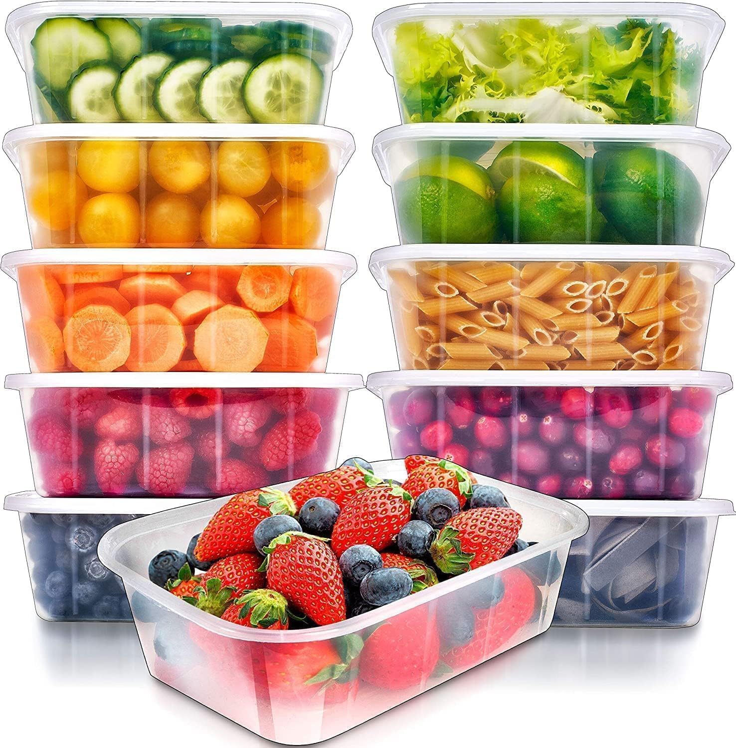 Efforias 50 X 1000ml Clear Plastic Microwave Containers With Lids - Food Tubs Ideal For Takeaways & Restaurants - BPA Free Freezer Safe & Microwavable Meal Prep