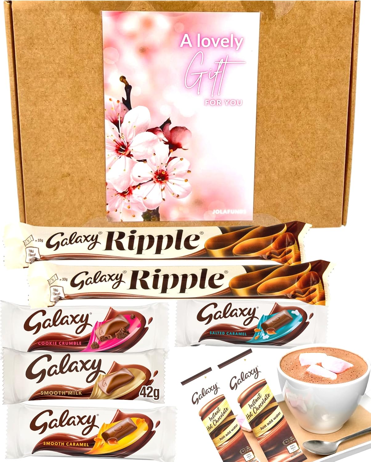 Gift Box Chocolate Hamper Galaxy Letter Box- Galaxy Chocolate Gift Set Selection Boxes, Hot chocolate, Cards &amp;amp; More- Great for Thinking Of You