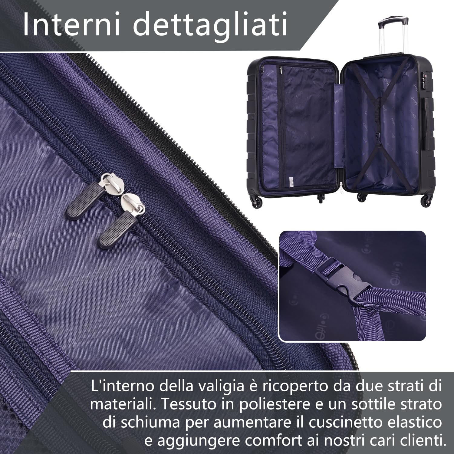 COOLIFE Valigia media, 67cm L,PC+ABS, valigia da viaggio con ruote girevoli | Cerniera YKK, lucchetto TSA, guscio rigido leggero ma robusto, ideale per vacanze, crociere e periodi di studio all'estero
