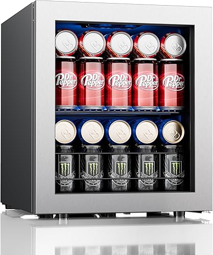 Ca'Lefort Refrigerador de bebidas, mini refrigerador para 142 latas con puerta de vidrio para cerveza, soda, vino, 38-68F, mini refrigerador