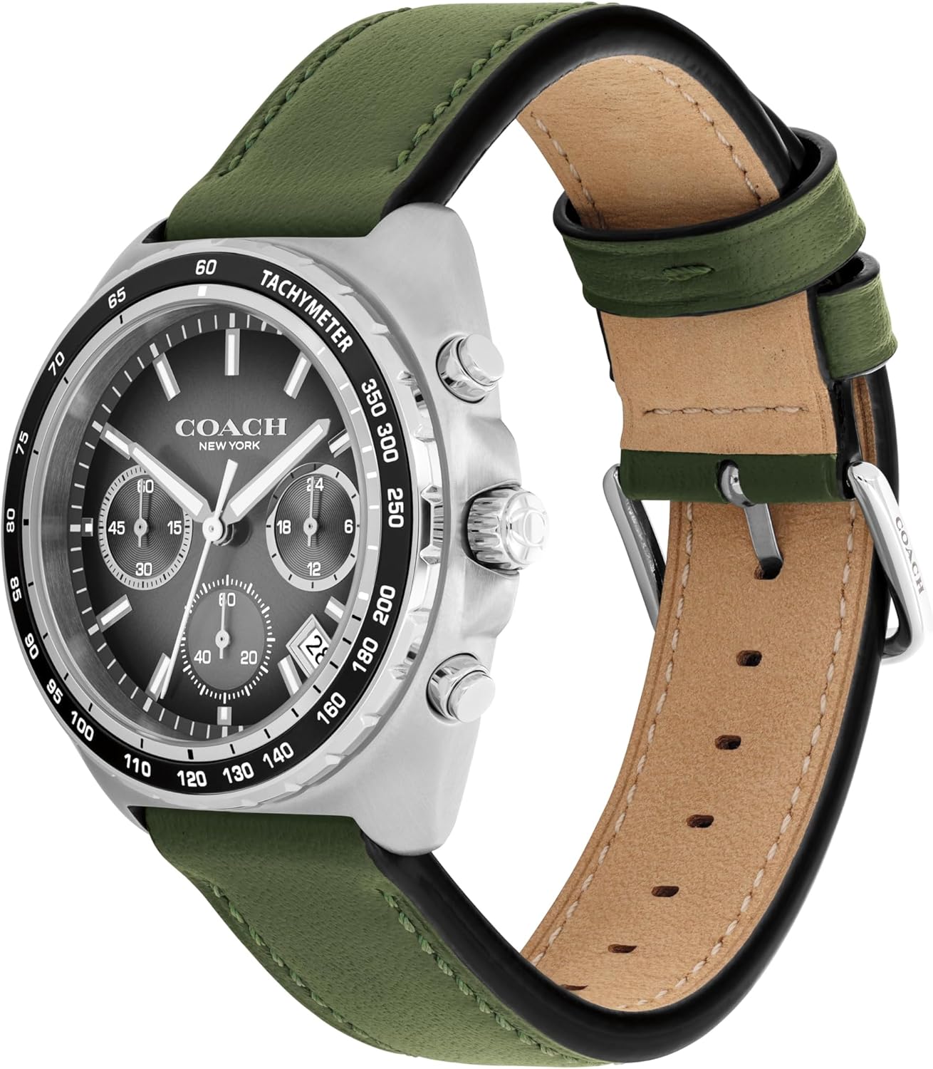 Coach Charter Men's Chronograph Quartz Watch – 39 mm Stainless Steel Case – Calfskin Strap – Essential Accessory, Gift for Him - Image 2