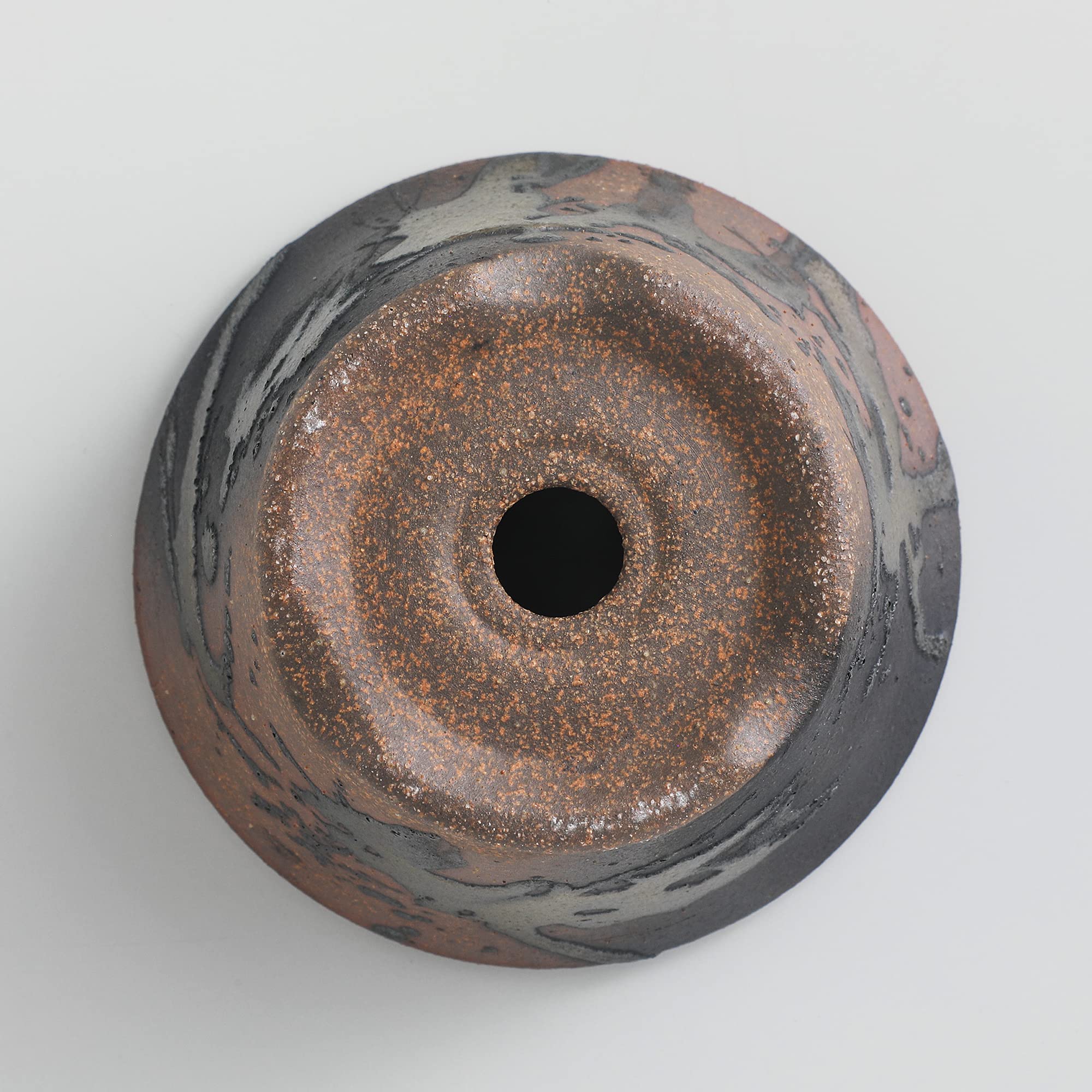 Wazakura Banko Series Petit Pot à Bonsaï et Plantes Rond, Fait à la Main en Céramique avec Trou de Drainage 11 cm, Fabriqué au Japon, pour Jardin et Interieur - Kindami