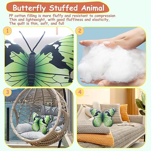 Miniatura 3 de CHELEI2019 Almohada de mariposa de 15.7 pulgadas, diseño de mariposa rosa, juguete de peluche, regalo para niños