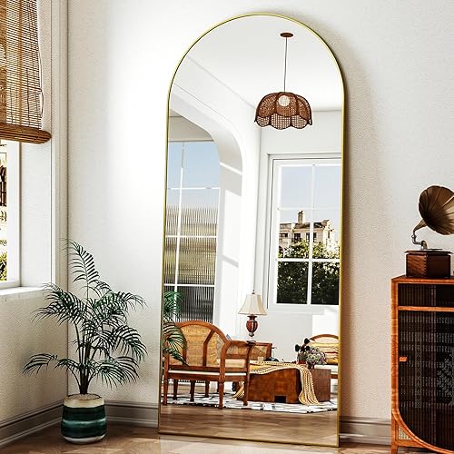 Vista 154 de Espejo arqueado de longitud completa, espejo arqueado de 36 x 78 pulgadas con soporte, montado en la pared para baño, vestidor, para colgar