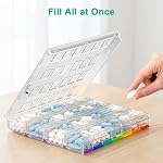 Fullicon Quick Refill Weekly Pill Organizer 4 Times a Day, Large Capacity Pill Case with Secure Lids, Pill Box for Daily Vitamins, Supplements & Fish Oil (Clear Rainbow)