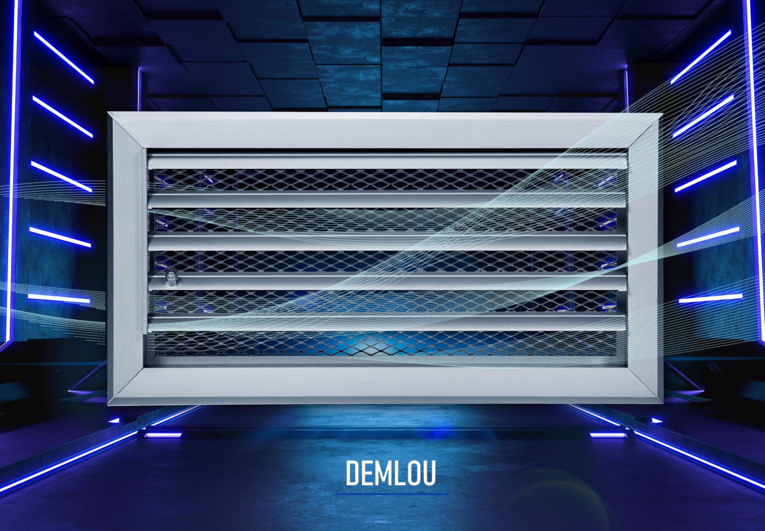 Rejilla de Ventilación de Aluminio – Lamas Curvadas Regulables – Flujo de Aire Controlado – Marco de Instalación y Malla – Interior y Exterior – 40 x 20 cm.