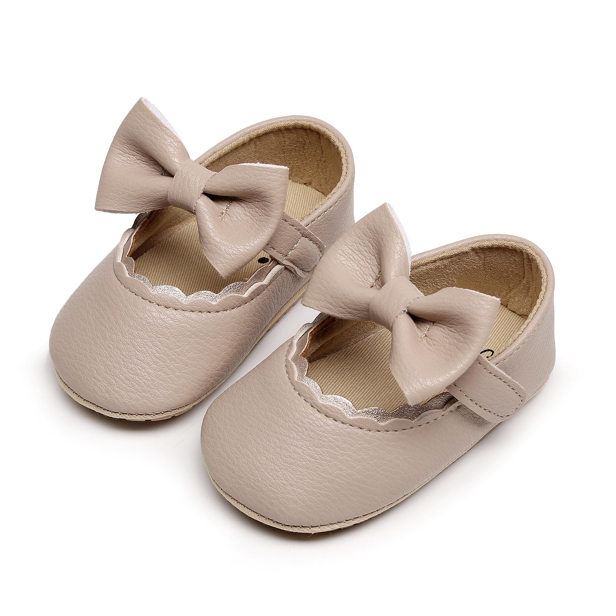 HONGTEYA Infant Baby Girls Mary Jane Flats Non Slip for Toddler First Walkers Soft Sole PU Leather Crib Shoes Sneaker Wedding Party Christmas Princess Dress Shoes Baby Moccasins Girls