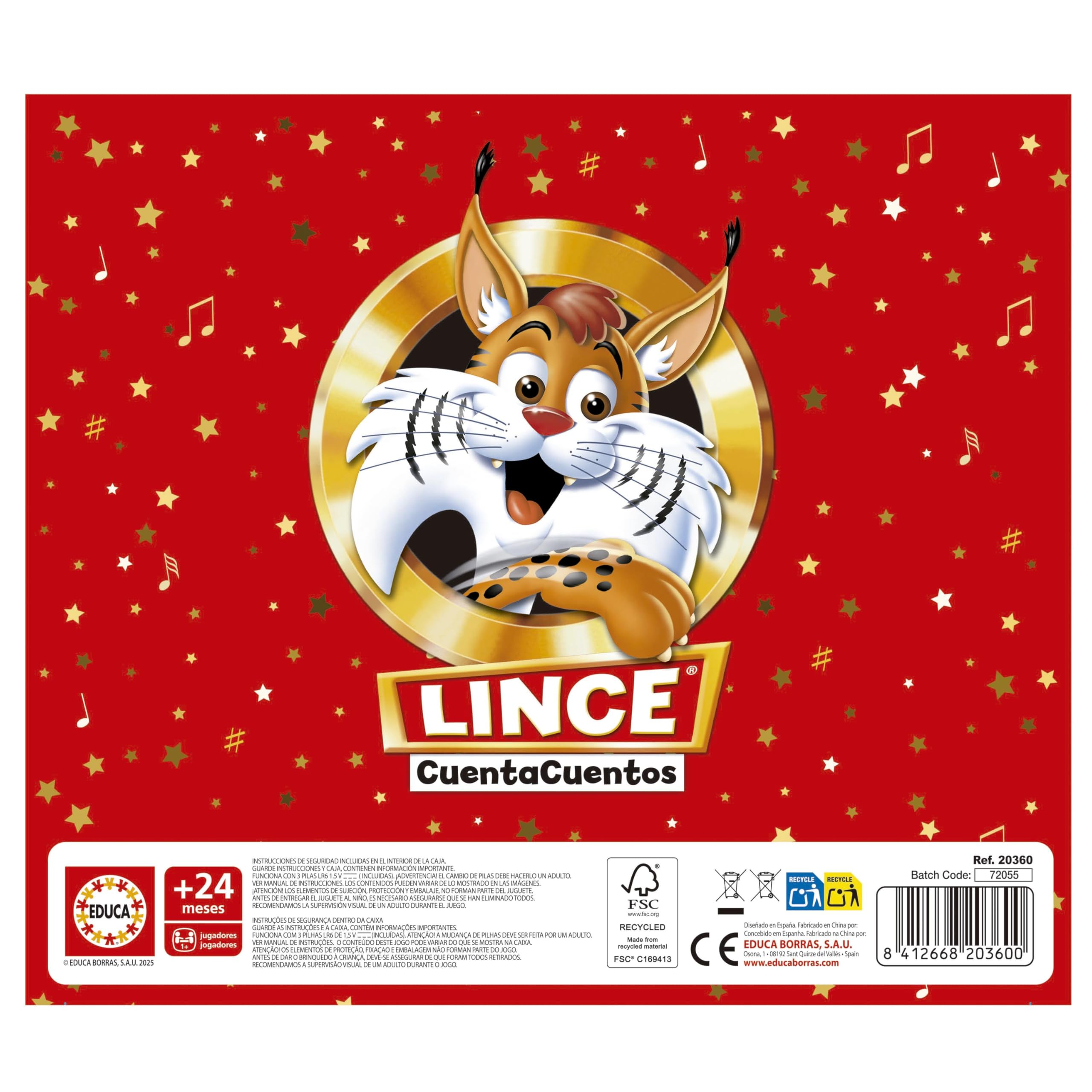 Educa - Lince Cuentacuentos | Peluche Interactivo Educativo con Audiocuentos y música Infantil | Regalo niños 2 años (20360)