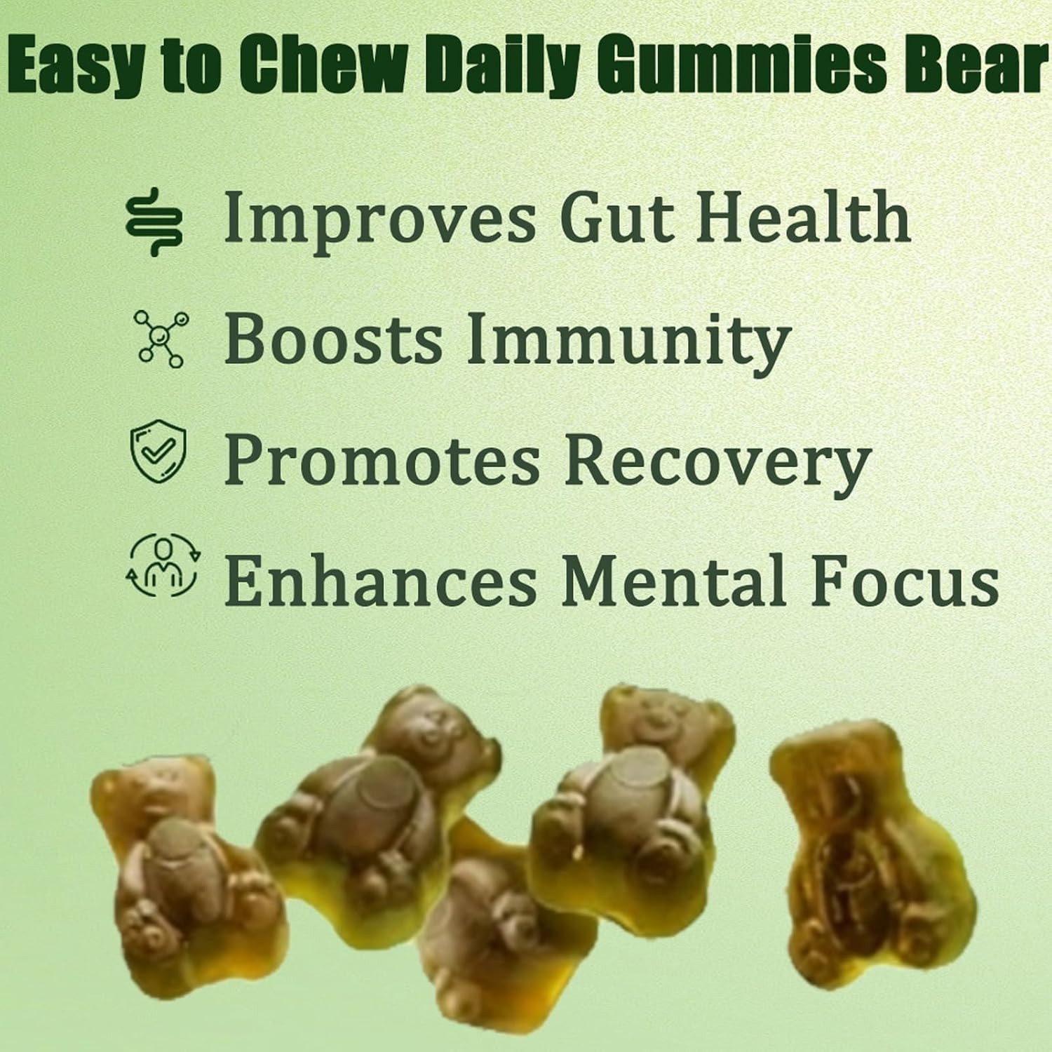 Greens Gummies - Organic Chlorella and Spirulina, Digestive & Gut Health, Formulated with 60+ Ingredients, Multi-Vitamins & Minerals, Daily Gummies, 224 Gummies Bear