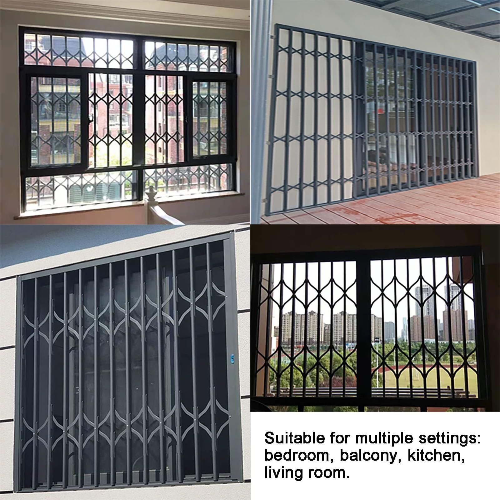 Barras Seguridad Antirrobo Marrones Extra Grandes Puertas/ventanas Con Cerradura | Barrera Seguridad Ventanas Salientes Interior/exterior, Barandilla Plegable Antirrobo(100x120cm/40x48in)