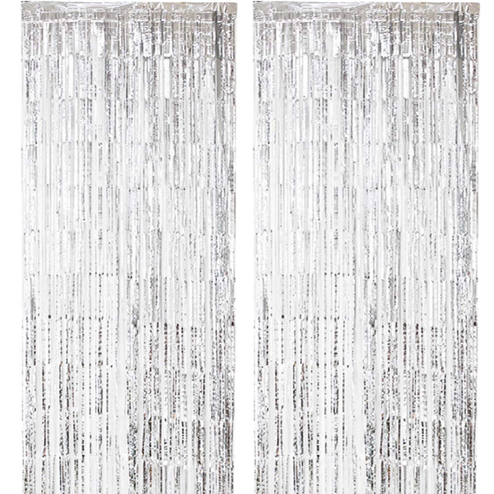 Confezione da 20 tende con frange in lamina bianca, 1 m x 2,5 m, tende metalliche per feste, stelle filanti da appendere per feste di compleanno, matrimoni, vacanze, decorazioni natalizie (bianco
